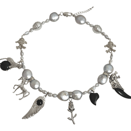 Punk grey pearl necklace : HURJABOY