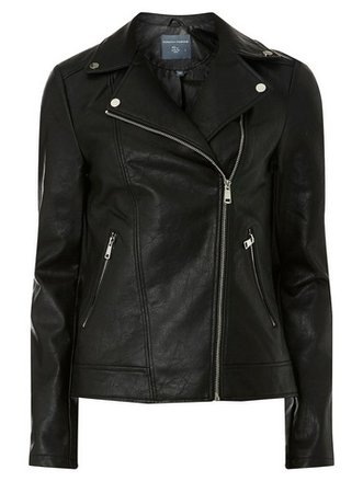 Black Faux Leather Biker Jacket - Jackets & Coats - Clothing - Dorothy Perkins