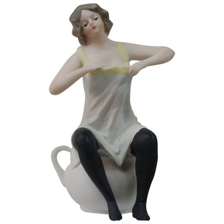 Rare Form All bisque Victorian parlor Naughty Girl figurine Potty : Fun City | Ruby Lane