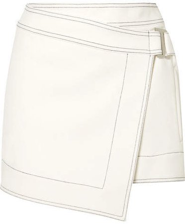 Asymmetric Crepe Mini Wrap Skirt - Ivory