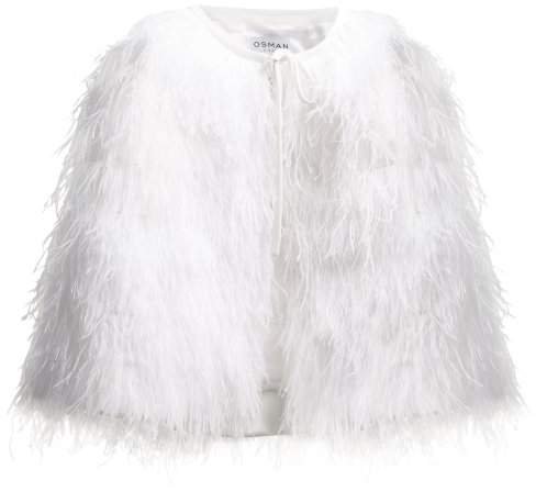 Raven Ostrich Feather Embellished Cape - Womens - White