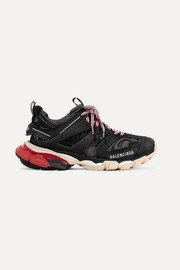 Balenciaga | Triple S Clear Sole logo-embroidered leather, nubuck and mesh sneakers | NET-A-PORTER.COM