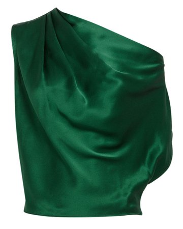 Emerald Off the Shoulder Silk Blouse | Michelle Mason