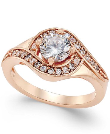 Charter Club Rose Gold-Tone Crystal Solitaire Twist Ring, Created for Macy's - Fashion Jewelry - Jewelry & Watches - Macy's