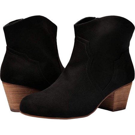 Amazon.com | Women Wide Width Ankle Boots - Chunky Mid Heel Slip On Side Zipper Booties. | Ankle & Bootie