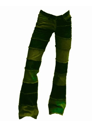 Green patchwork jeans