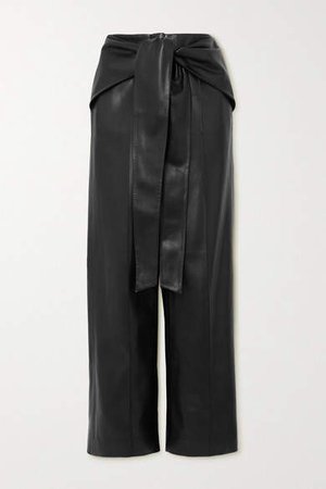 Aleksandre Akhalkatsishvili - Belted Faux Leather Wide-leg Pants - Black