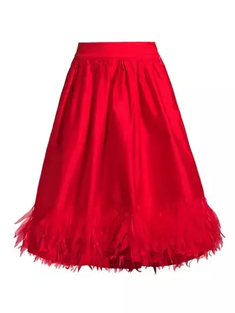 Shop Frances Valentine Barbara Organza-Trim Satin Midi-Skirt | Saks Fifth Avenue