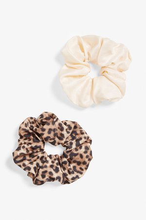 Pack of two scrunchies - Leopard print and beige - Hair accessories - Monki SE