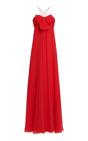 Bow-Detailed Georgette Maxi Dress By Giambattista Valli | Moda Operandi
