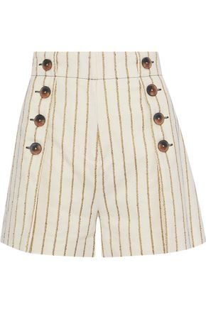 Button-embellished striped twill shorts | DEREK LAM 10 CROSBY | Sale up to 70% off | THE OUTNET
