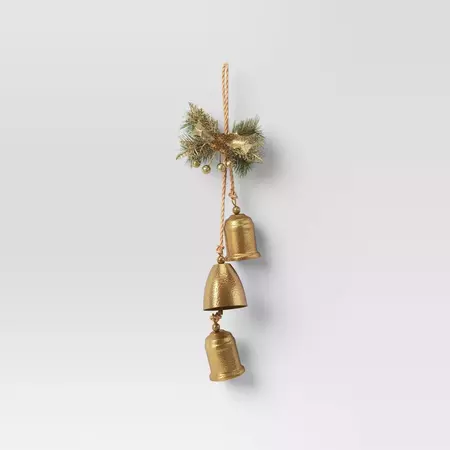 18" Metal Christmas Bells With Faux Greenery Door Décor Gold - Wondershop™ : Target