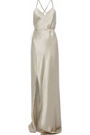 Open-back silk-satin wrap gown | MICHELLE MASON | Sale up to 70% off | THE OUTNET