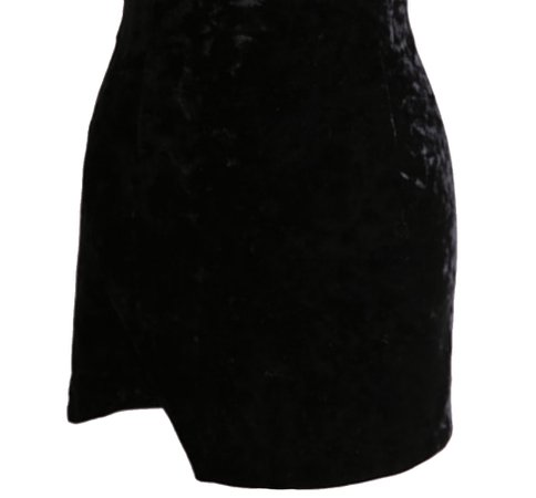 Asymmetrical Hem Velvet Skirt