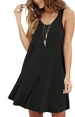 VIISHOW Women Sleeveless Summer Swing Tank Sundress,X-Large,Black at Amazon Women’s Clothing store