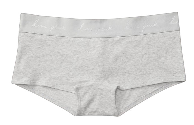PINK Logo Boyshort Underwear - Heather Stone Grey