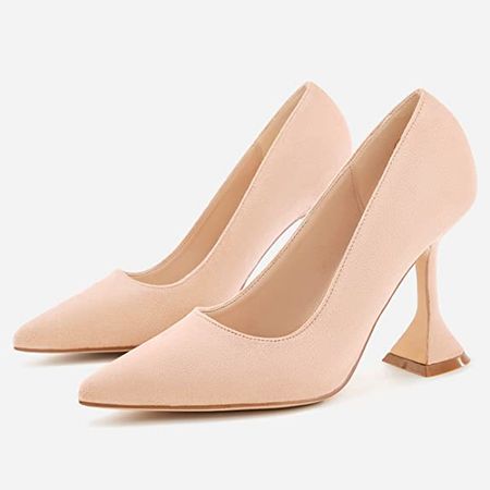 Amazon.com | Juliet Holy Womens Closed Pointed Toe Heels Pumps Slip on High Flared Heels Casual Office Dress Shoes | Shoes
