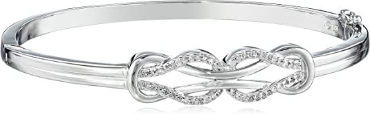 Amazon.com: Amazon Collection Sterling Silver Diamond Double Knot Bangle Bracelet (1/4 cttw, J Color, I3 Clarity) : Clothing, Shoes & Jewelry