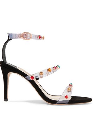 Sophia Webster | Rosalind crystal-embellished vinyl and suede sandals | NET-A-PORTER.COM