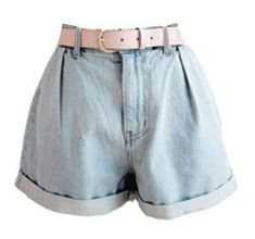 Denim shorts - pink belt