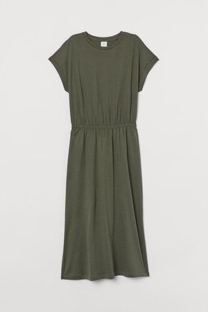 Платье из смесового модала - Темно-зеленый хаки - Женщины | H&M RU