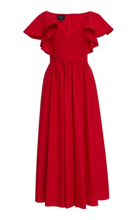 Giambattista Valli Flutter-Sleeve Cotton Midi Dress