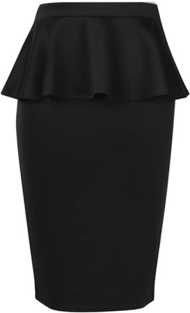 Amazon.com: LYANER Women's High Waist Ruffle Peplum Midi Pencil Skirt Bodycon Business Skirts : Clothing, Shoes & Jewelry