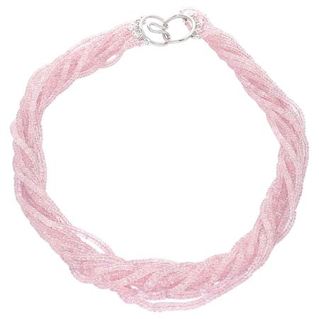 D'Deco Jewels Natural Faceted Pastel Pink Sapphire Choker Necklace
