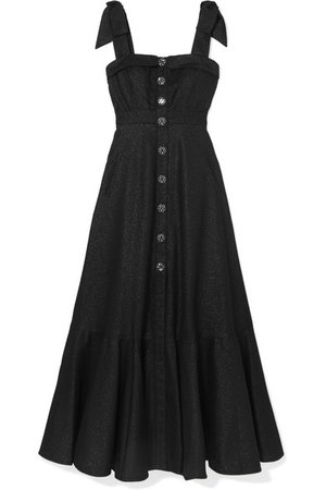 Anna Mason | Olivia tie-detailed metallic crepe maxi dress | NET-A-PORTER.COM