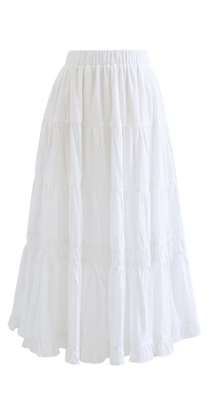 boho long skirt-white