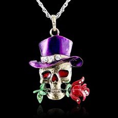 Wish - Silver Skull Flower Necklace