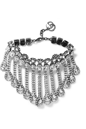 Gucci | Palladium-tone crystal necklace | NET-A-PORTER.COM