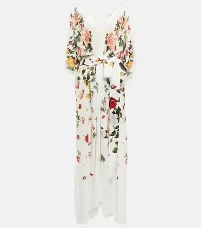 Floral Silk Crepe Gown in Multicoloured - Oscar De La Renta | Mytheresa