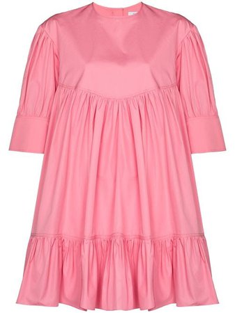 Shop pink Nackiyé Marabou tiered cotton mini dress with Express Delivery - Farfetch