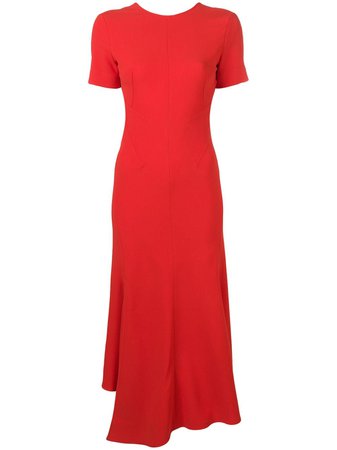 Shop red Victoria Beckham asymmetric midi dress with Express Delivery - Farfetch