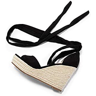 Amazon.com | Womens Lace-up Espadrilles Wedge Sandals Square Peep Open-toe Heeled Platform Sandals | Shoes