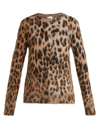 Leopard-print mohair-blend sweater | Saint Laurent | MATCHESFASHION.COM