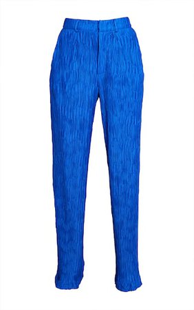 Cobalt Woven Pleated Straight Leg Trousers | PrettyLittleThing USA