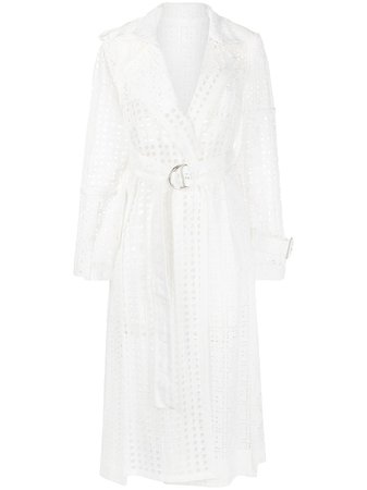 Shop white Sacai mesh belted trench coat with Express Delivery - Farfetch