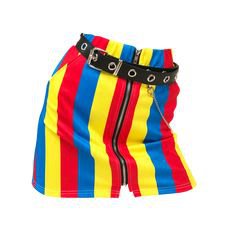 yellow red blue striped shorts