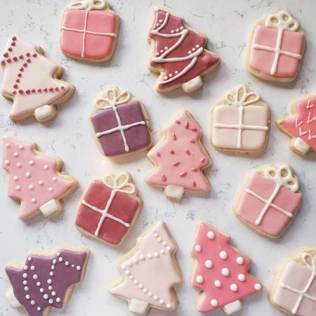 Pink Christmas Cookies | Gingerbread house cookies, Cookie decorating, Christmas cookies