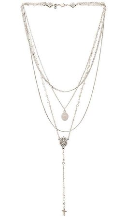 Vanessa Mooney Multi Layered Chain & Stone Rosary in Silver | REVOLVE