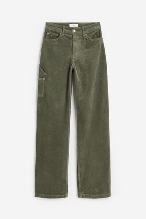 Corduroy Work Pants - Khaki green - Ladies | H&M CA