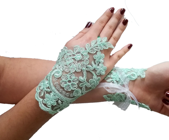 mint green lace glove