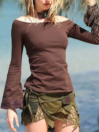 Women's Casual Off Shoulder Wide Sleeve Top