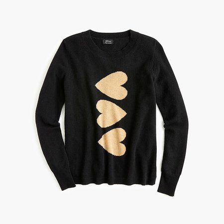 J.Crew: Long-sleeve Everyday Cashmere Crewneck Sweater In Hearts black