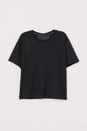 Sports Top with Mesh Section - Black