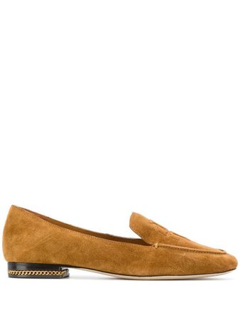 Shop Tory Burch embossed-logo suede loafers with Afterpay - Farfetch Australia