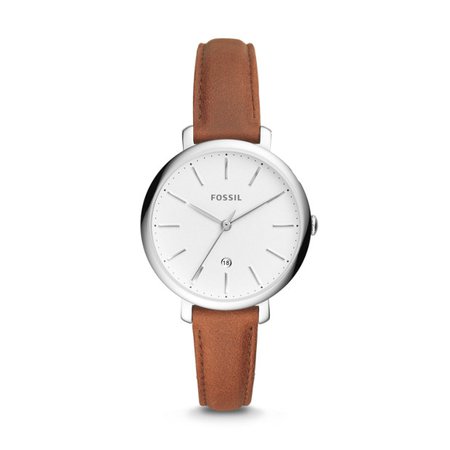 Jacqueline Three-Hand Date Brown Leather Watch - Fossil