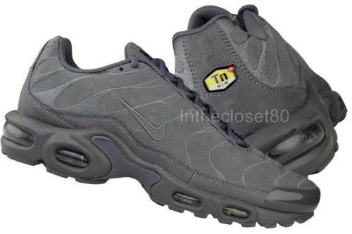 Nike Air Max Plus Premium Leather Waxed Tuned 1 Tn Mens Trainers Dark Grey Black | eBay